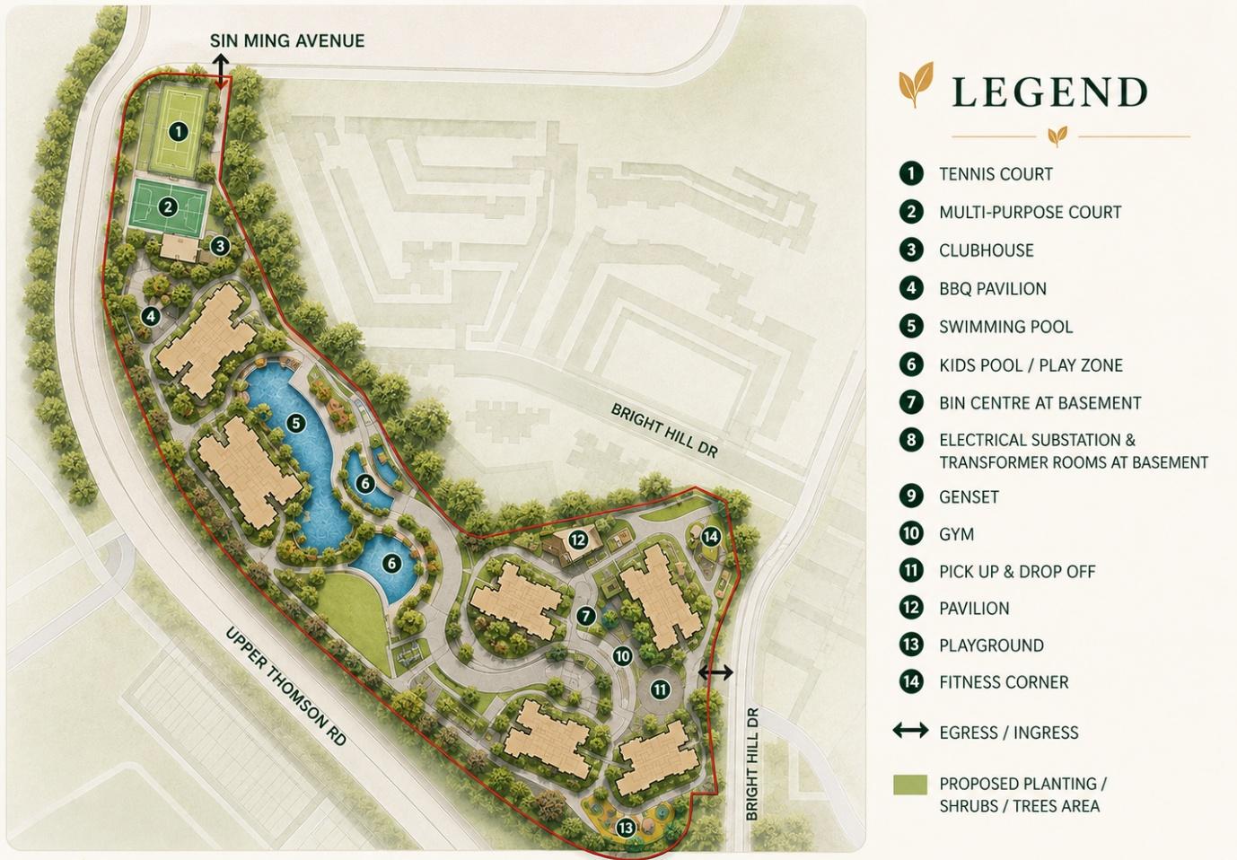 Thomson Reserve site plan — Bright Hill Drive